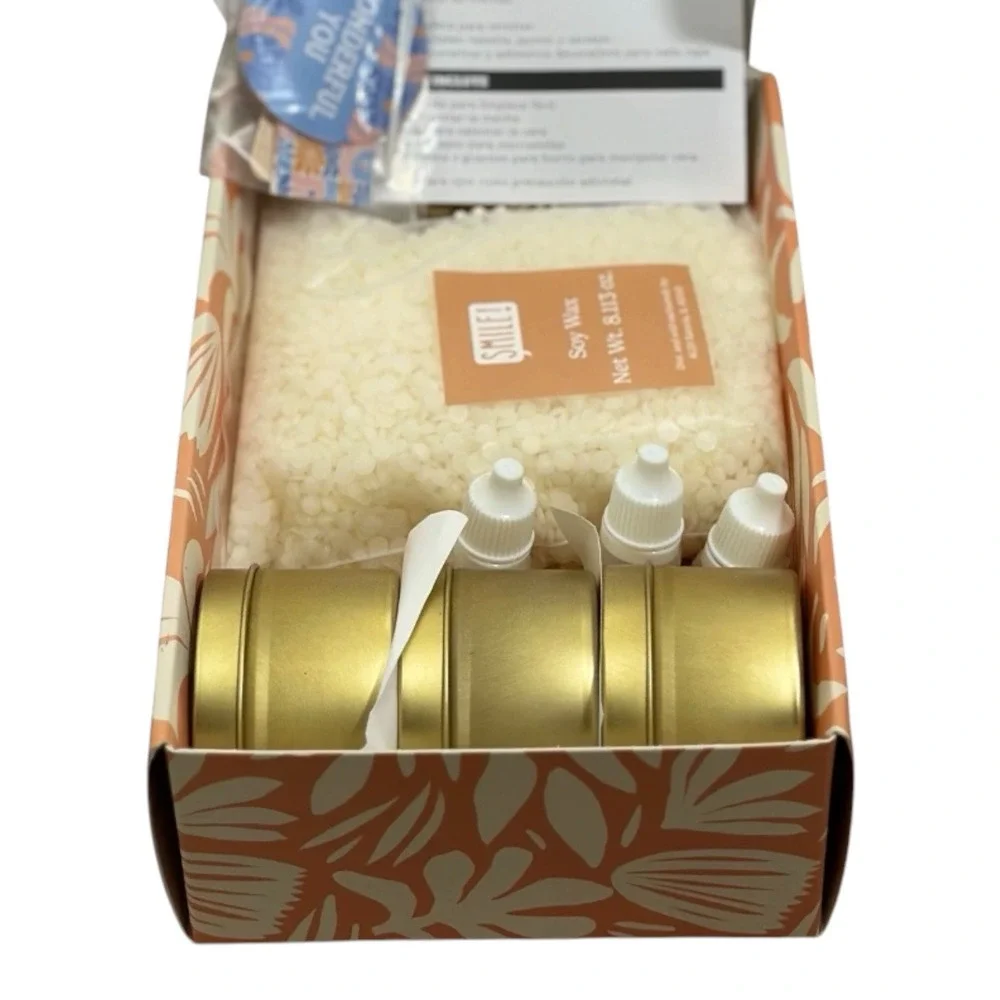 SMILE! Create Your Own Candle Kit DIY Soy Wax Makes 3 Jasmine Sandalwood Vanilla